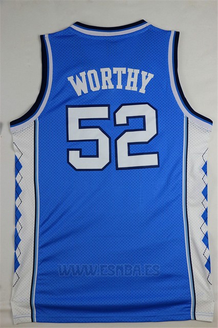 Camiseta NCAA North Carolina Tar Heels James Worthy #52 Azul